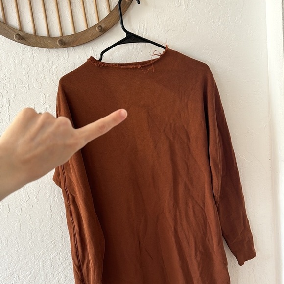 Frank & Eileen Brown Camel Isabelle Funnel Neck Sweater Dress Midi Maxi Small - Picture 11 of 12